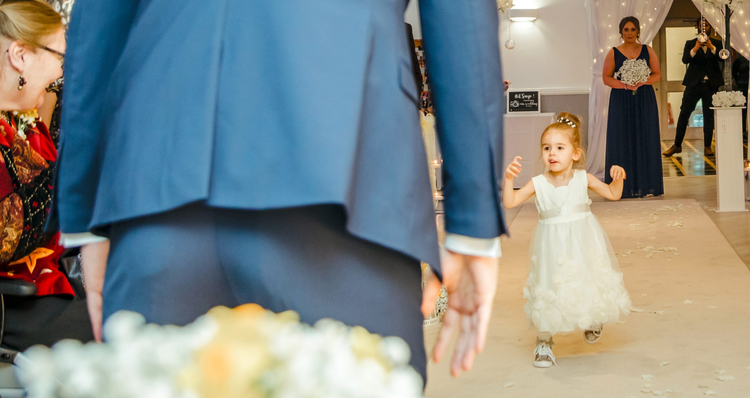 Three year old Evie’s amazing walk down the aisle     	The Leyland youngster with cerebral palsy who made her parents day.