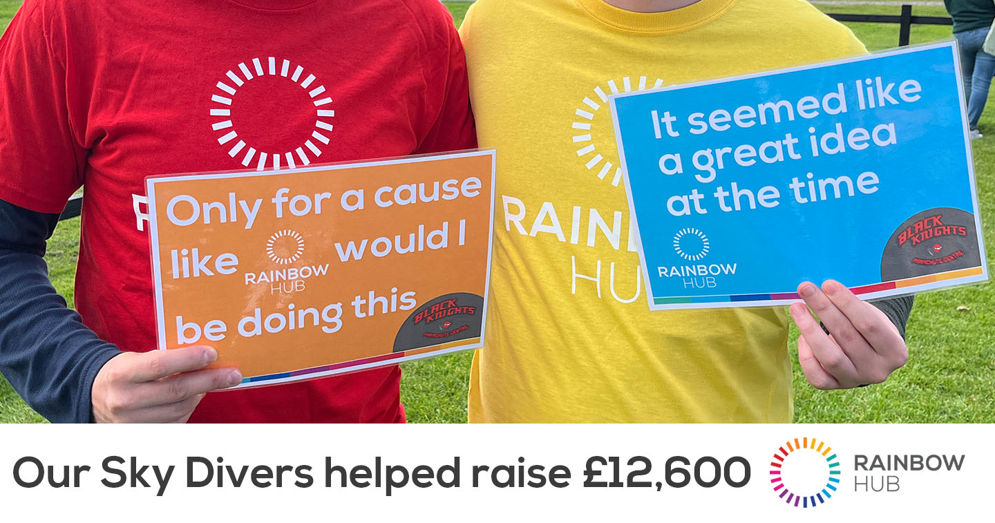 Jumping from 15,000 feet, supporters raise over £12,600 for Rainbow Hub!